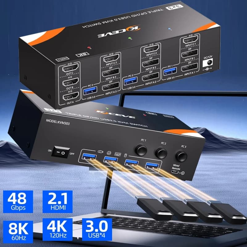 Switch KVM compatibile HDMI Interruttore splitter USB Docking station multifunzione Adattatore controller sincrono Schermo esteso