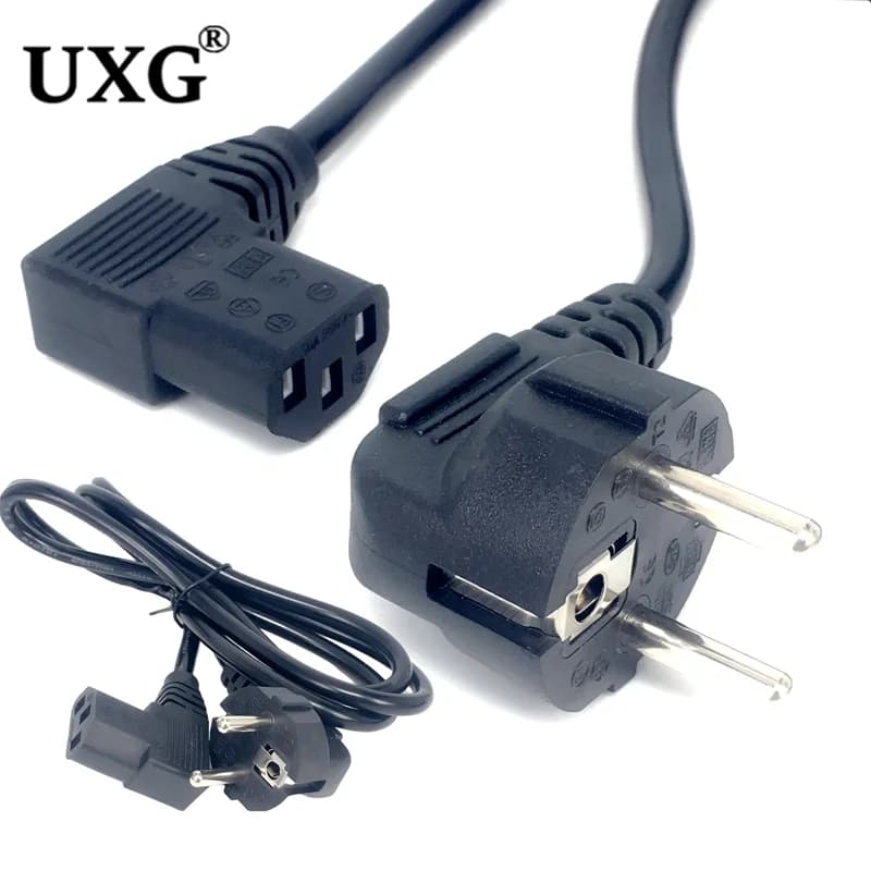 IEC C13 5FT 90-degree straight angle 2-pin European AC power cord with European plug Cable PC 150 cm