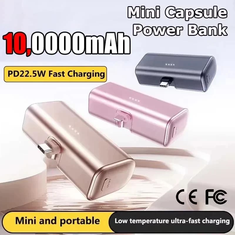 100000mAh Travel Battery Pack 22.5W Fast Charging USB‑C Mini Portable Charger Power Bank for iPhone 15 16 Android Devices