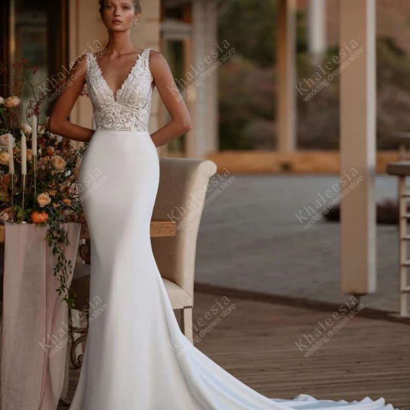 Abiti da sposa affascinanti Abiti da sposa vintage Applicazioni in pizzo Senza maniche Abiti senza schienale Abiti sexy da sposa Personalizzati 2025