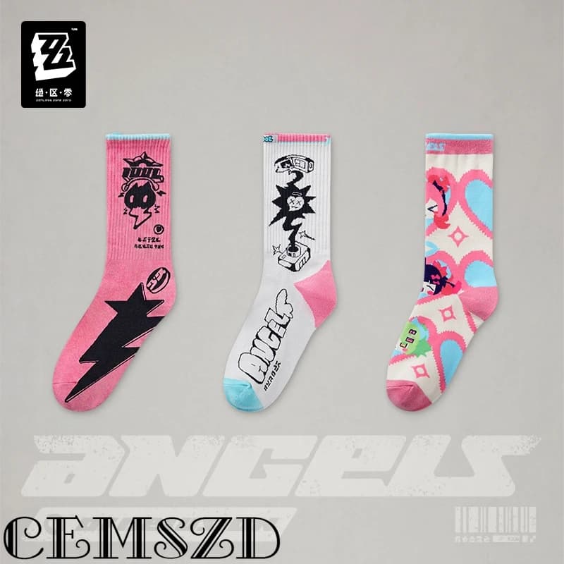 [Genuine] 3PCS Official Game Zenless Zone Zero ZZZ LiDu Series ReDreaming Angel DELULU Cosplay Printed and Embroidered Socks Set