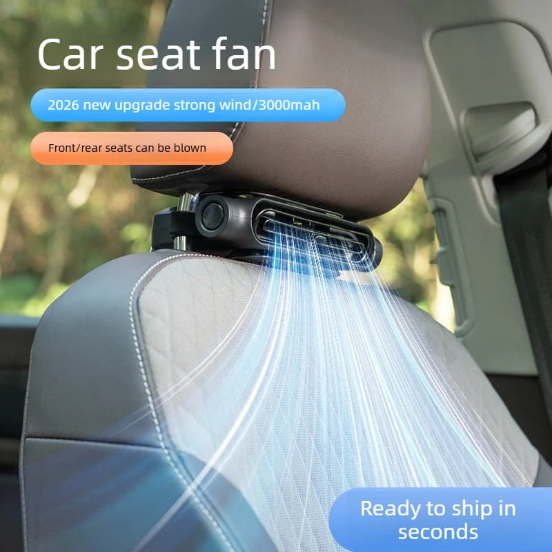 Ventilatore per sedile auto 2026 Nuovo, con batteria integrata da 3000 mAh, lunga durata, USB portatile, senza pale, per schienale, raffrescatore per auto, climatizzatore per auto