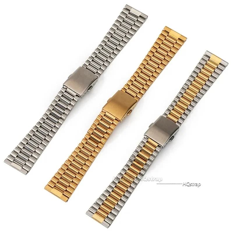 Cinturino per orologio in acciaio inossidabile 316L 18mm 20mm cinturino con fibbia pieghevole a doppia pressione da polso per uomo donna cinturino in oro argento