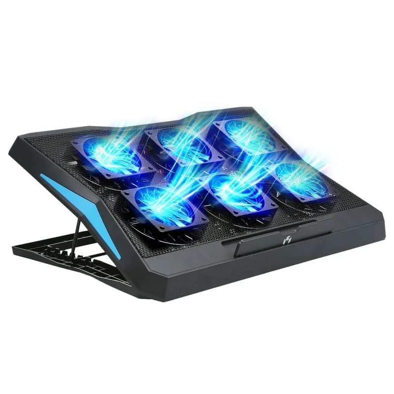 Tappetino di raffreddamento per laptop inferiore a 17 pollici con 6 ventole, supporto regolabile in altezza 6, dispositivo di raffreddamento per laptop con supporto per telefono cellulare