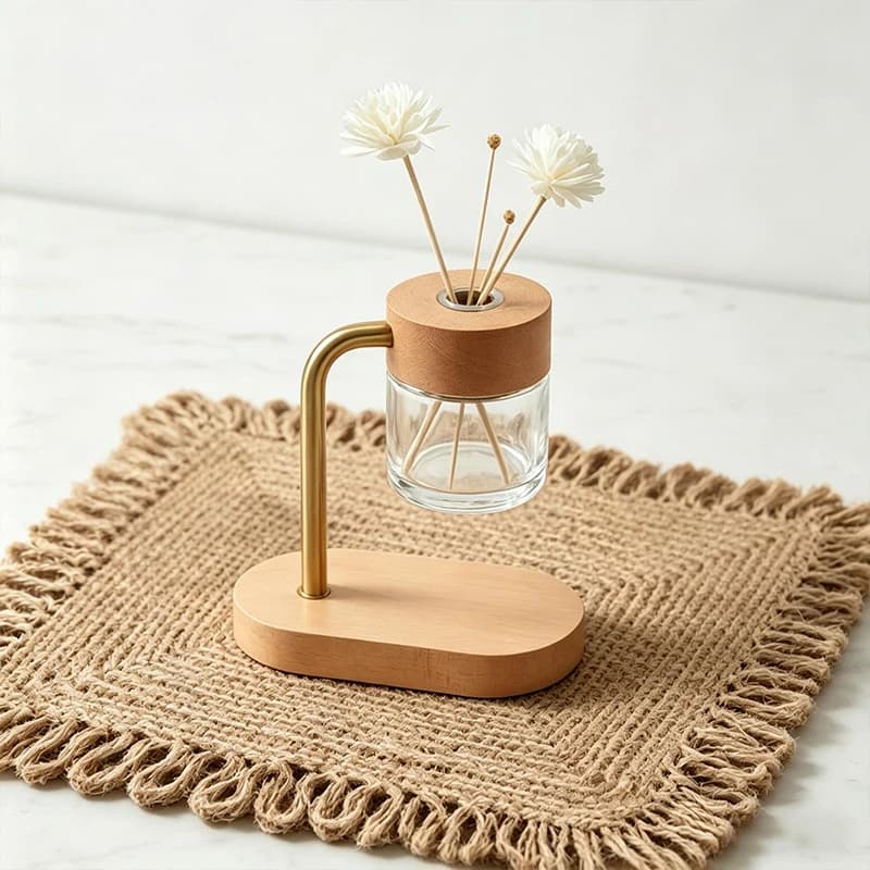 Set Diffusore a Bastoncini da 50ml, Diffusore di Fragranze per la Casa in Legno, Bottiglia in Vetro per Oli Essenziali, Bastoncini Diffusori Floreali per Casa, Agriturismo, Hotel