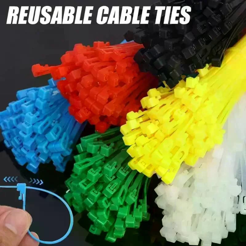 Fascette per cavi staccabili da 100 pezzi Fascette per cavi riutilizzabili in plastica colorata Fascette per cavi in nylon con cerniera Ttype Fascetta per fascette per cavi