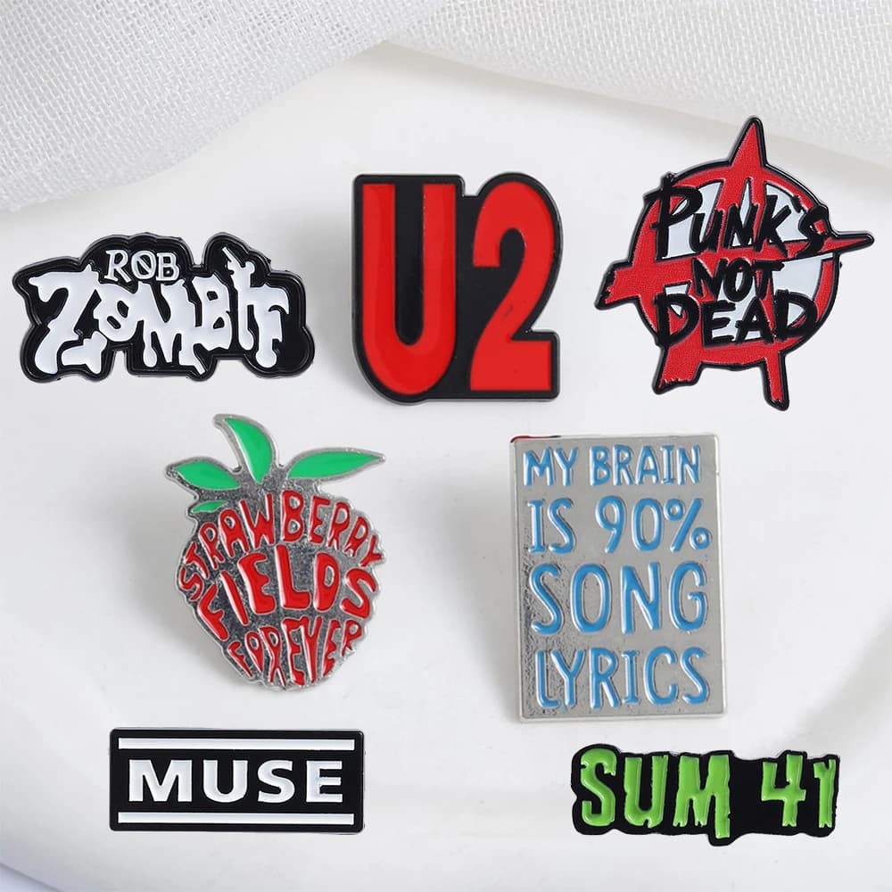 Spille in smalto a tema musicale, distintivi di band rock e pop, spille in metallo, badge da risvolto alla moda, gioielli per zaini e vestiti, regalo per amici