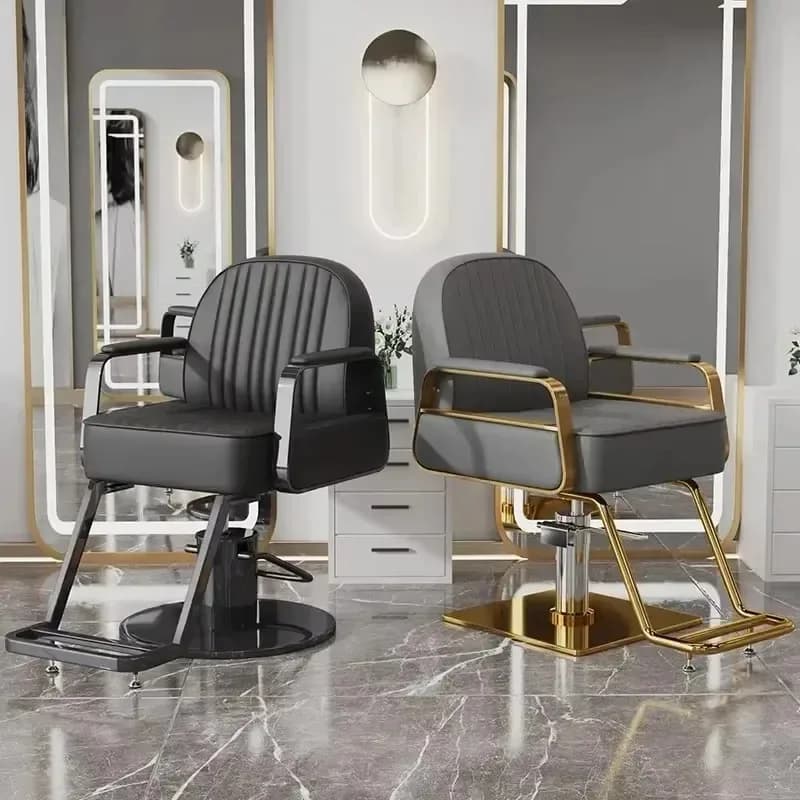 Poltrona da Barbiere Nordica Minimalista, Estetica Personalizzata, Trendy, Avanzata, Girevole con Poggiapiedi e Braccioli, Arredamento per Salone