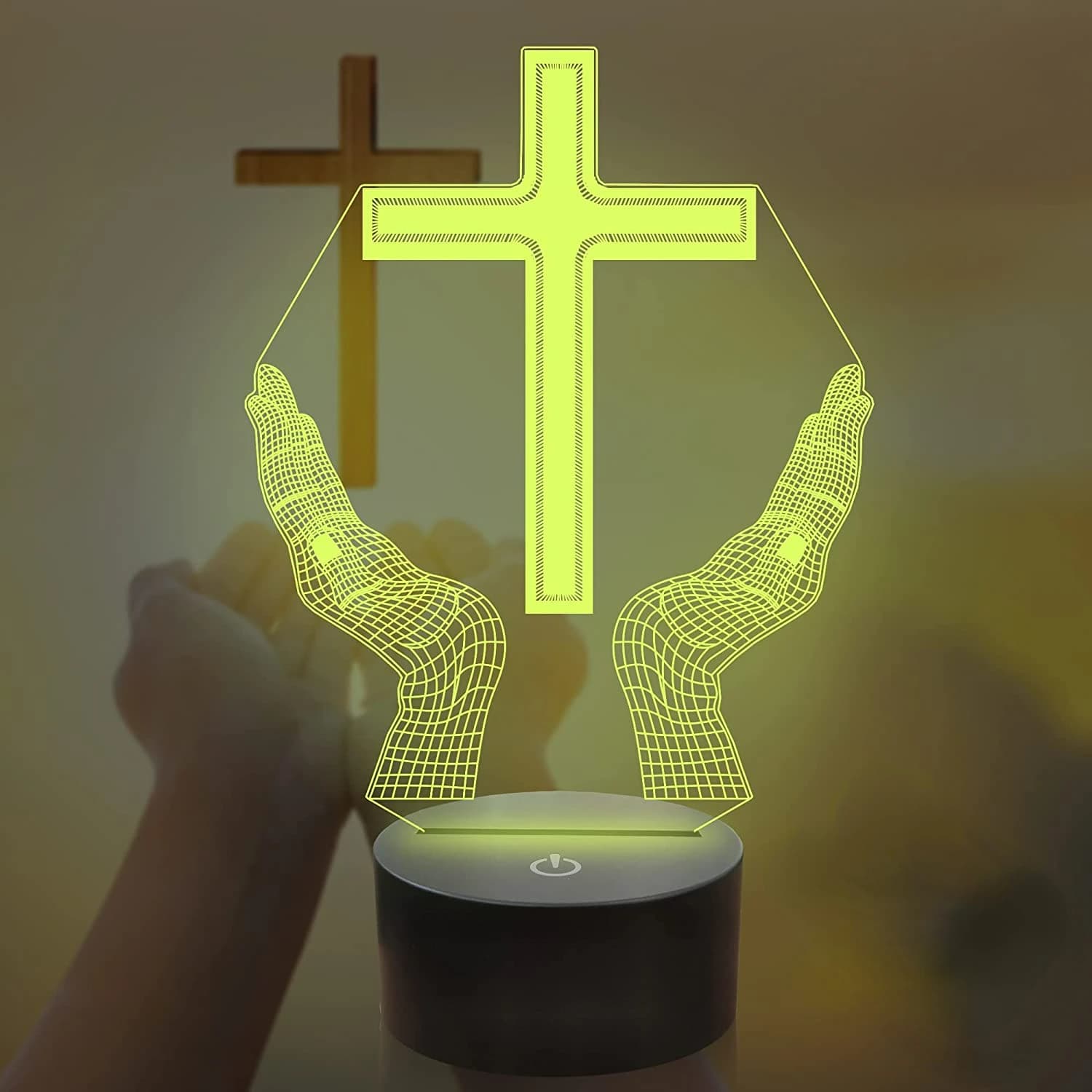 Jesus Cross 3D LED Night Light for Friends natale pasqua Room Decor regali crocifisso illusione ottica lampada da tavolo da tavolo Nightlight