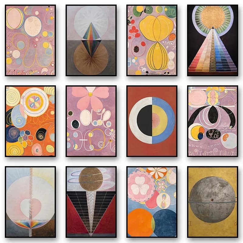 (2D canvas painting) Hilma Af Klint Abstract Exhibition Artworks Altarpiece Posters and Prints Canvas Printing Wall Art Pict
