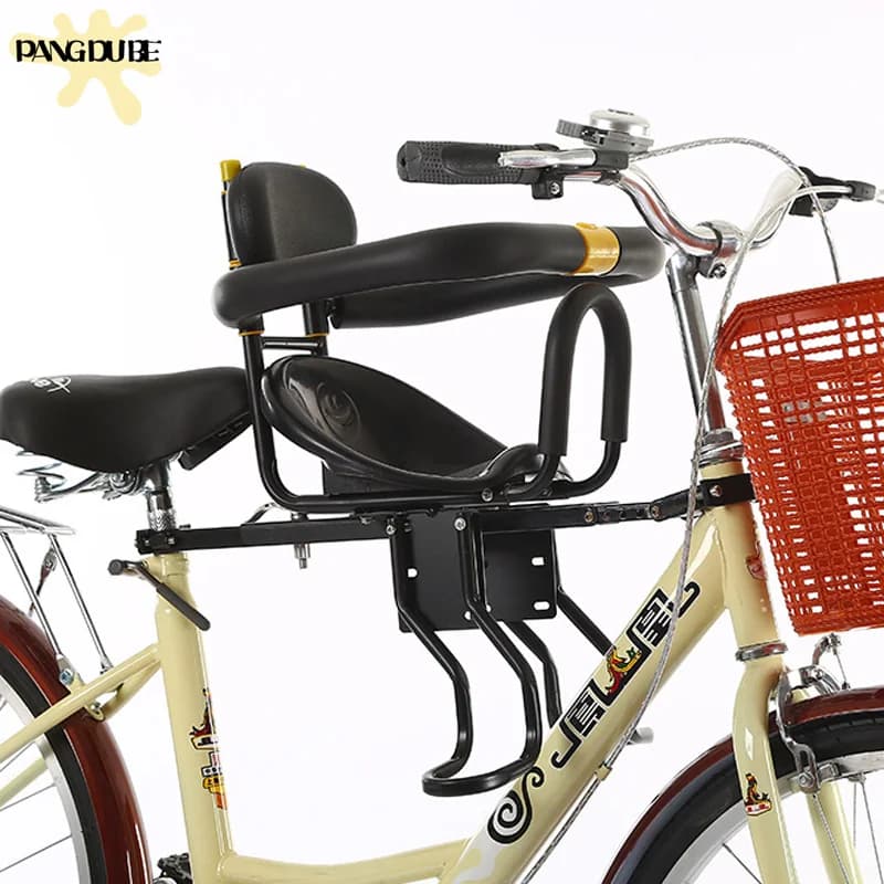PANGDUBE Seggiolino per bici anteriore universale Portabiciclette per bambini regolabile con cintura di sicurezza Seggiolino pieghevole per bambini per montagna