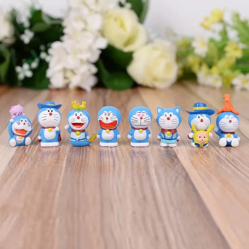 8Pcs Doraemon Anime Figure Toys Cartoon Character Collectibles Kawaii Dolls Action Figures & Desk Ornaments Anime Merch Gifts