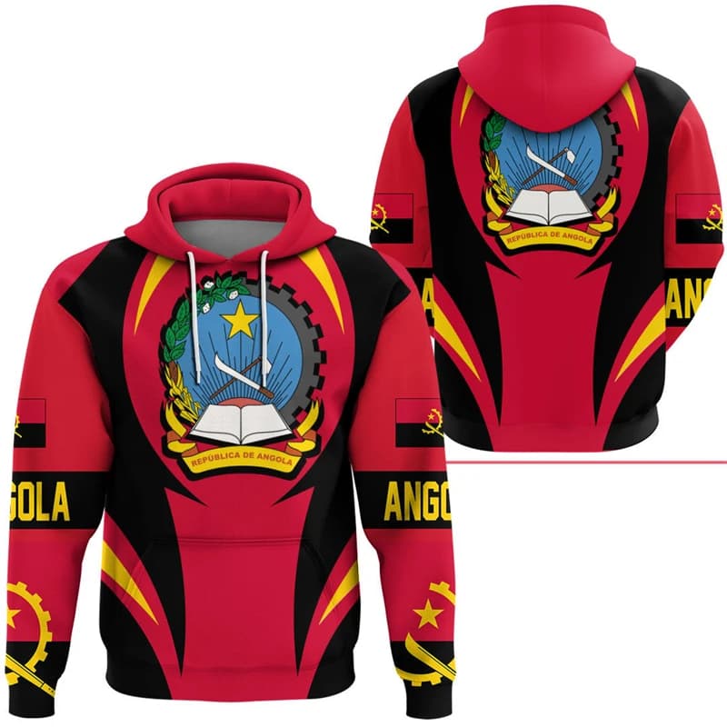 New Fashion uomo donna Zip felpe con cappuccio bandiera Angola stampa grafica 3D pullover a maniche lunghe mappa angolana emblema felpe oversize