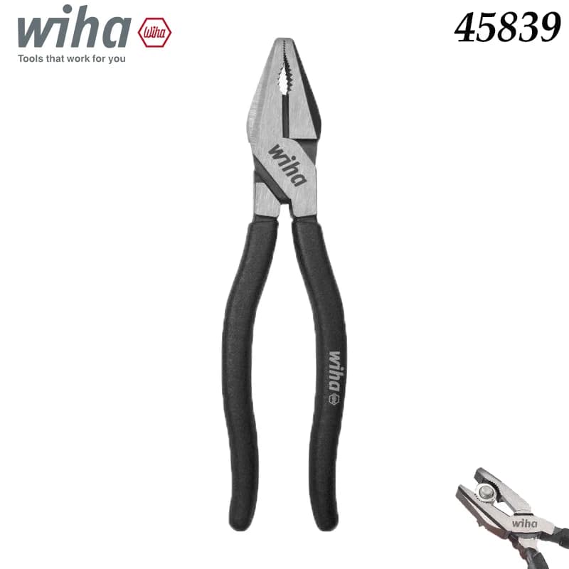 Wiha 45839 Pinze da Elettricista Professionali ad Alto Leverage, Utensile Manuale Resistente per Elettricisti, Edilizia e Riparazioni Industriali