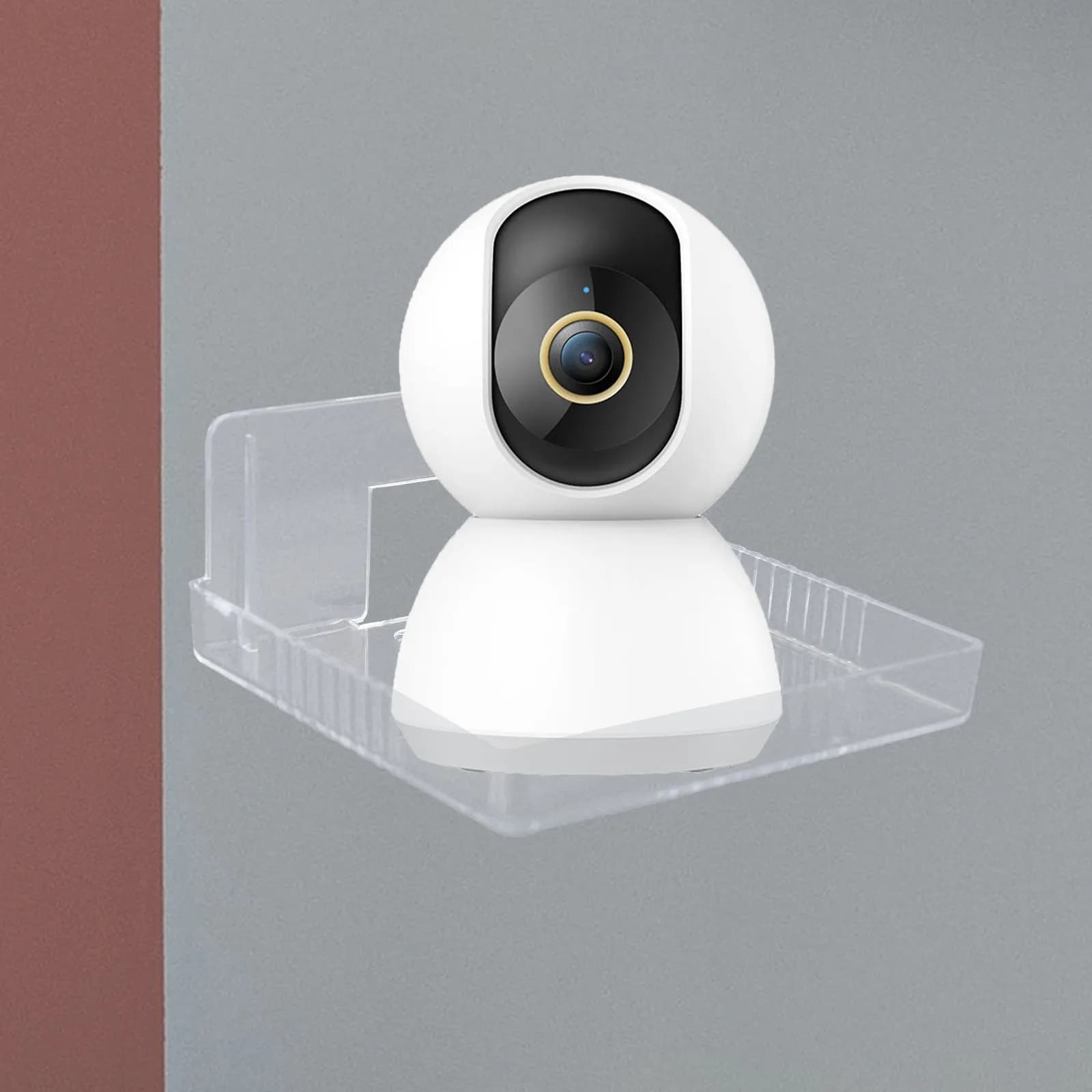 2 Pezzi Mensola a Muro Trasparente Senza Foratura, Supporto per Baby Monitor, Supporto per Telecamera di Sicurezza, Mensola per Router per Cameretta Bambini e Soggiorno