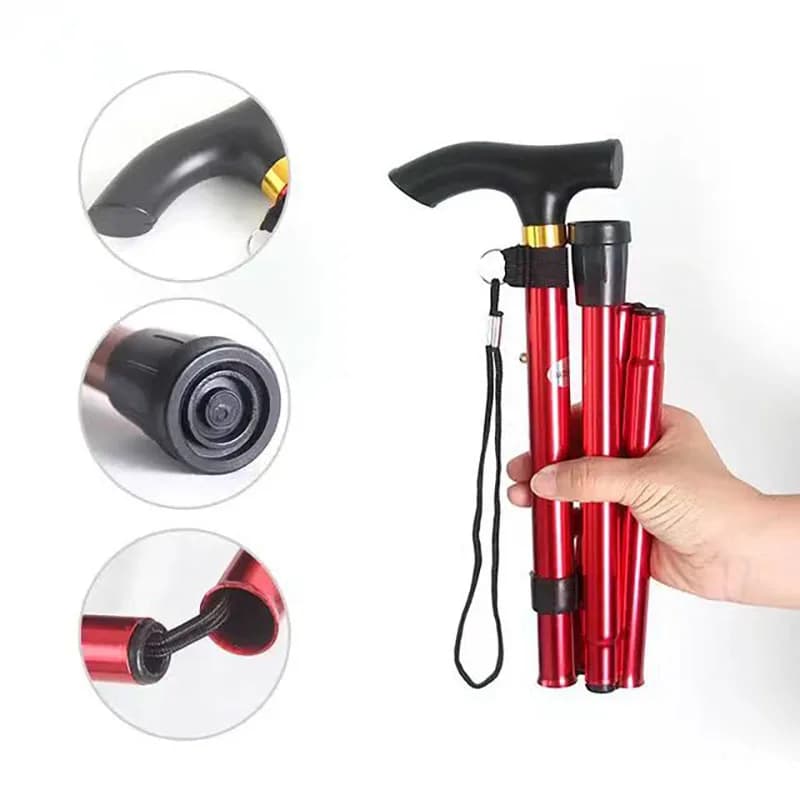 Hot Outdoor Mountaineering Trekking Folding Trekking Stick Five Telehandlers Travel Climbing Sports Aluminum Alloy Cane