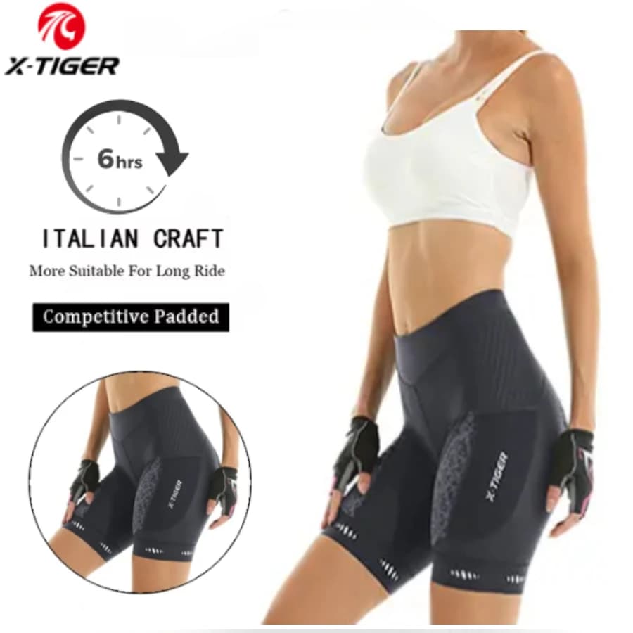 Pantaloncini da ciclismo da donna X-TIGER pantaloncini da bicicletta da strada Pro 5D pantaloncini da bici MTB imbottiti con tasche laterali collant con bretelle da ciclismo estive