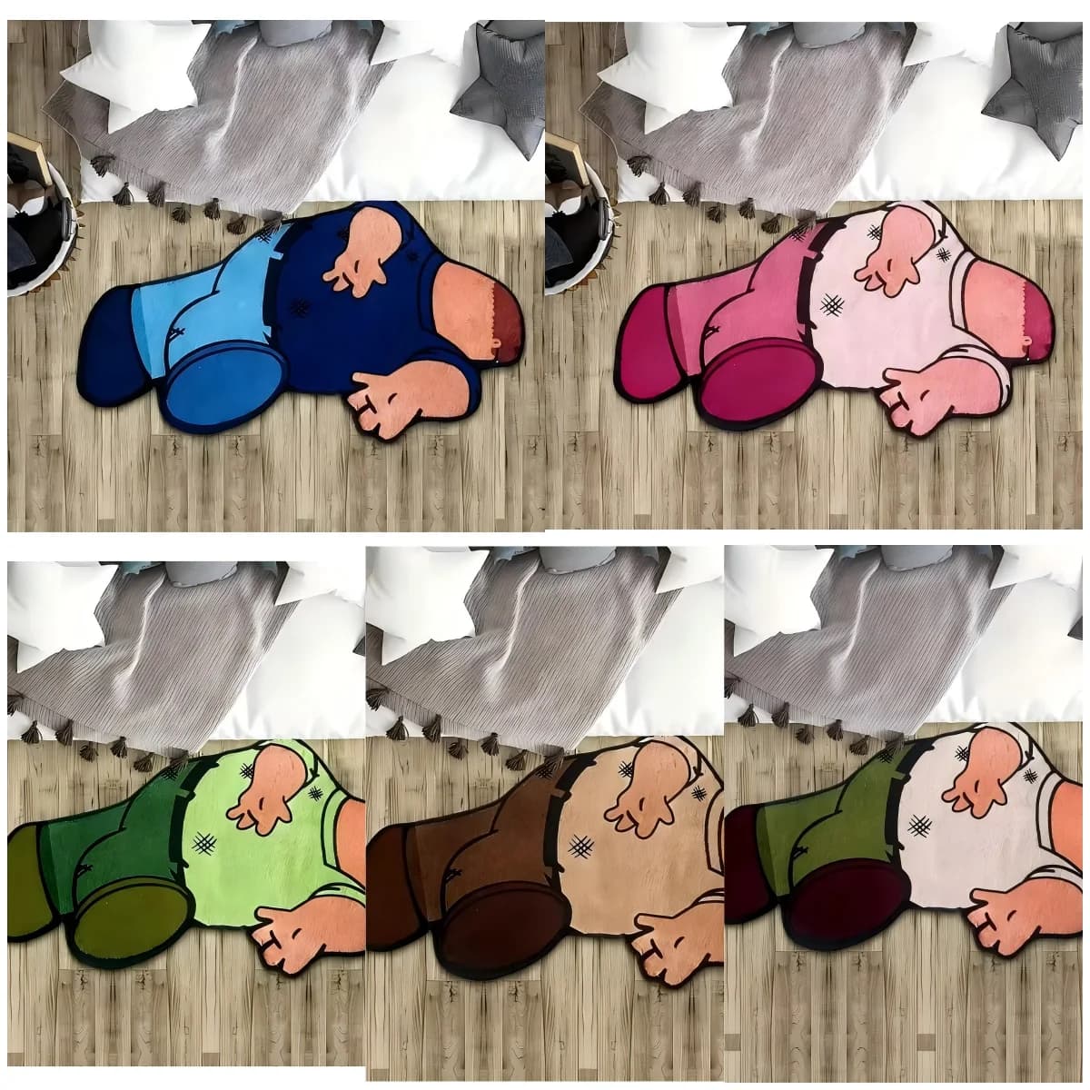 Tappeto con personaggi dei cartoni animati VIKAMA - Tappeto decorativo per la casa, morbido e antiscivolo, tappeto da comodino per camera da letto e tappetino per il bagno