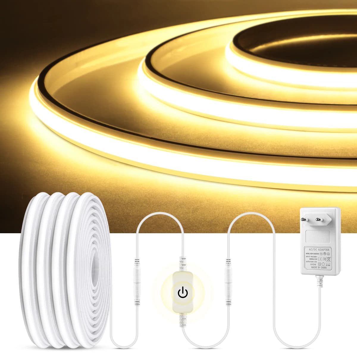 Nuovo arrivo COB LED Lampada al neon Nastro Gel di silice Touch Dimmerabile LED Strip Light Adesivo Decorazione della stanza posteriore Luci Lampada Spina UE/USA