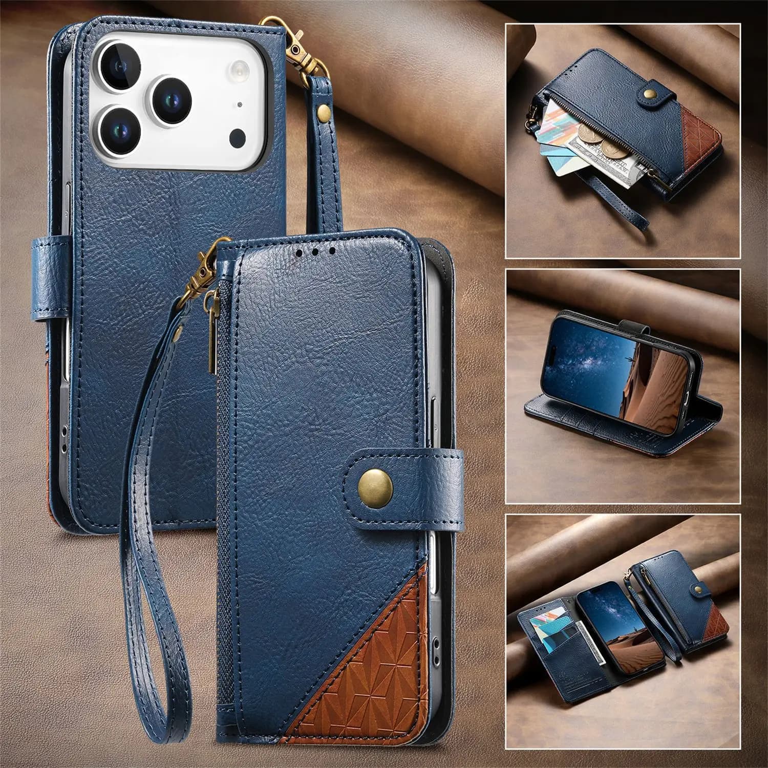 Color collision Lanyard Leather Flip Case For Sharp Aquos R11 R10 R9 Pro R8 Sense 10 9 8 7 6 5 4 3 Wrist Rope 3 Slots Cover