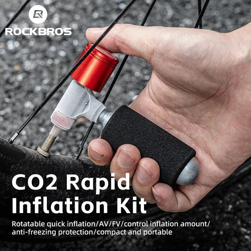 ROCKBROS Bicycle Pump Quick CO2 Tire Inflator Pump Aluminium Alloy AV/FV Valve MTB Road Cycling Bike Pump With Pressure Gauge