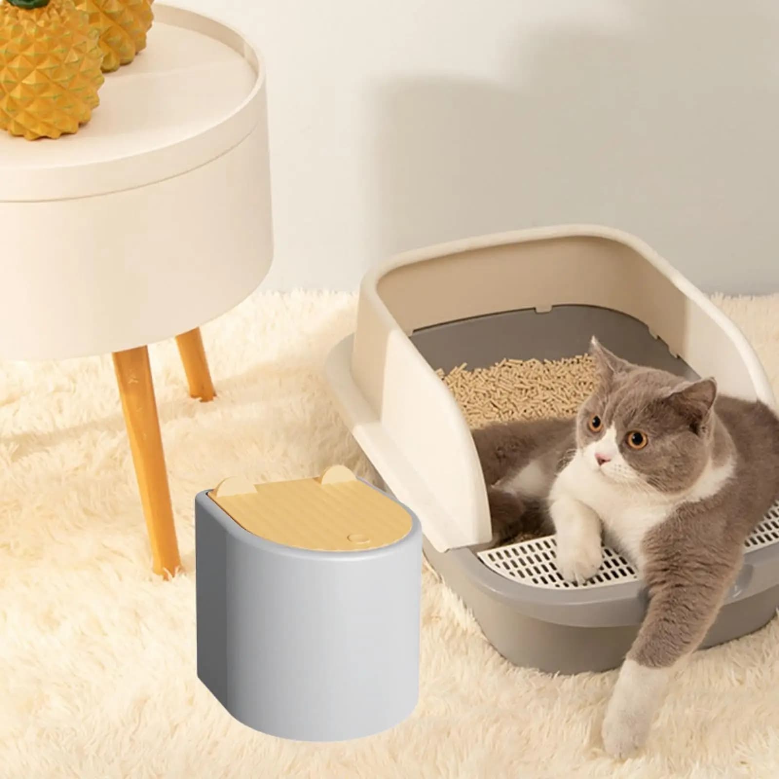 Cestino per lettiera per gatti, contenitore per rifiuti da scrivania, cestino da appoggio, contenitore per lettiera