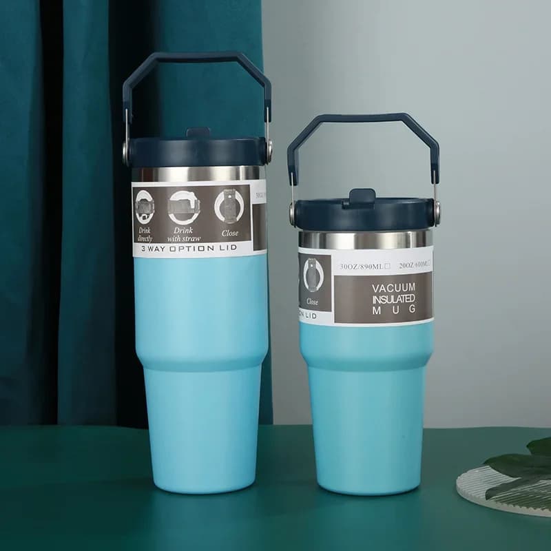 30oz 20oz Water Bottle Flask Travel Glass Coffee Mug Stainless Steel Tumblers Double Wall Thermos 30/20oz Car Cups