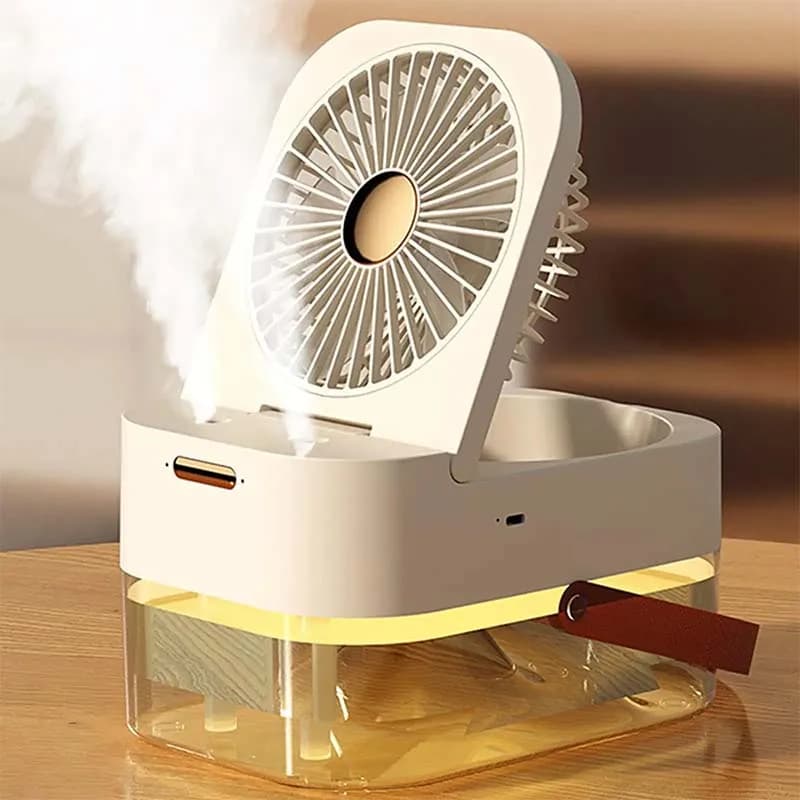 Mini dispositivo di raffreddamento dell'aria portatile con ricarica USB Ventilatore di nebulizzazione ricaricabile da tavolo portatile Ventilatore umidificante a doppio spruzzo Ventilatore umidificatore