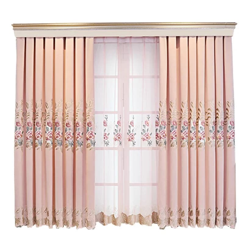 European High-end Grand Luxury Chenille Shading Embroidery Curtain French Window Balcony Curtains for Living Dining Room Bedroom
