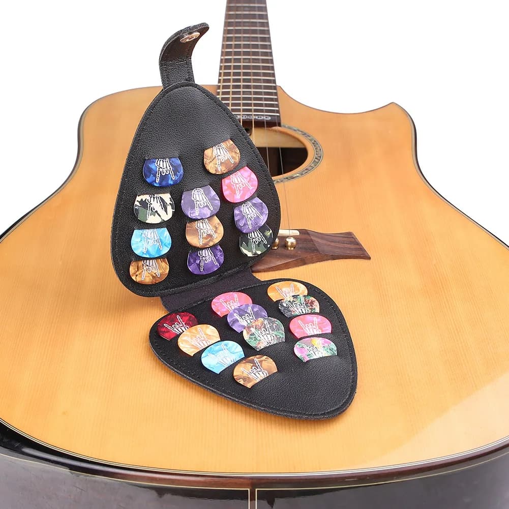 【Supernew】Guitar Picks Holder Case Bag Organizer Box Include 22 Guitar Picks Guitar Plectrums Storage Pouch For Bass/Ukulele