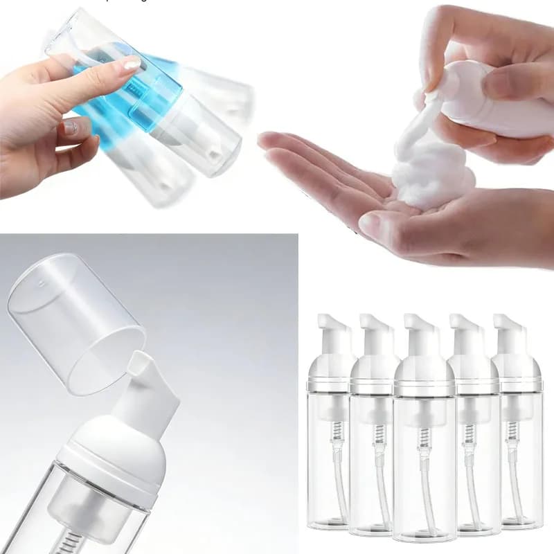 5/10 pezzi da 30ml-100ml, piccole bottiglie in plastica con pompa schiumogena, dispenser portatile vuoto da viaggio per sapone mani, shampoo, detergente