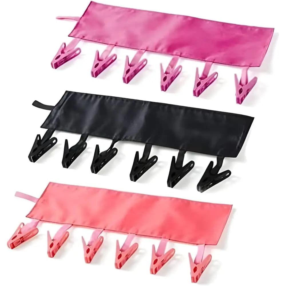 Travel Hangers Portable Clothes Drying Hanger with 6 Clips Pack of 3 (Black, Red, Rose Red)