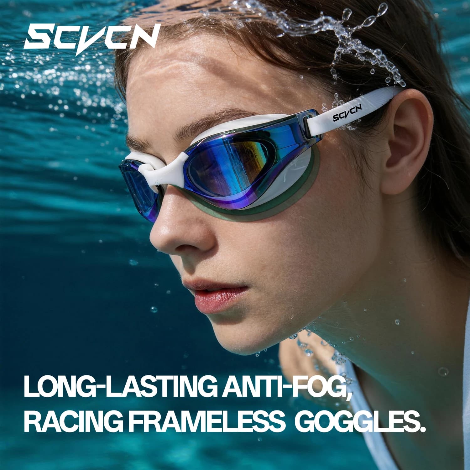 Swimwear Non-Scvcn, Sunglasses UV400 anti-fog, Professional Glasses for Underwater Vision, Adult Fashion Glasses