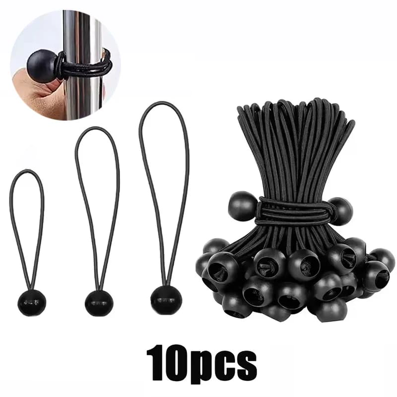 Bungee Ball Cords 10Pcs Elastic Rope Tie Downs Tarpaulin Ties for Canvas Tarp Boat Pole Flagpole Tent Camping Accessories Fixed