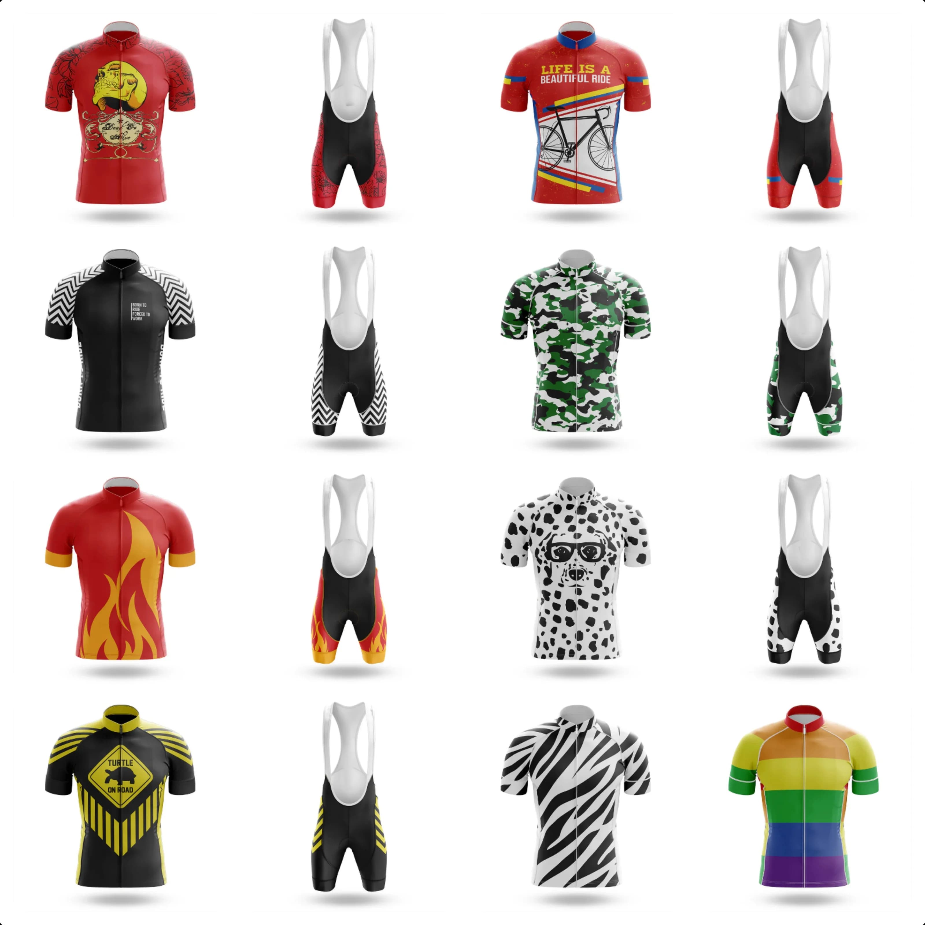 Men's Green Cycling Shirt, MTB Clothing Maschile, Professional Equipment, T-shirt and Shorts, Estiva Bici Shirts with Bretelle