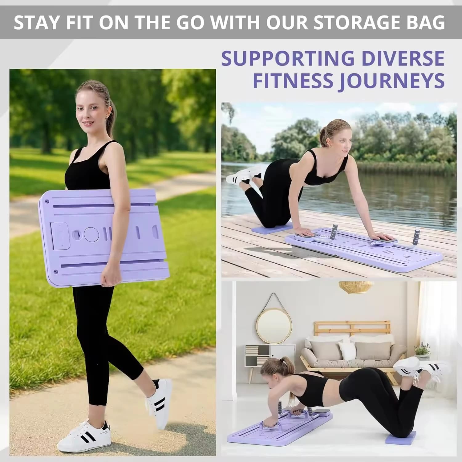 Foldable Pilates Reformer Board Set with Timer Ab Roller Home Abdominal Workout Equipment