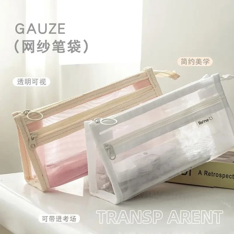 Astuccio per penne in rete trasparente Astuccio per matite di grande capacità Materiale scolastico Kawaii Cancelleria coreana carina per studenti