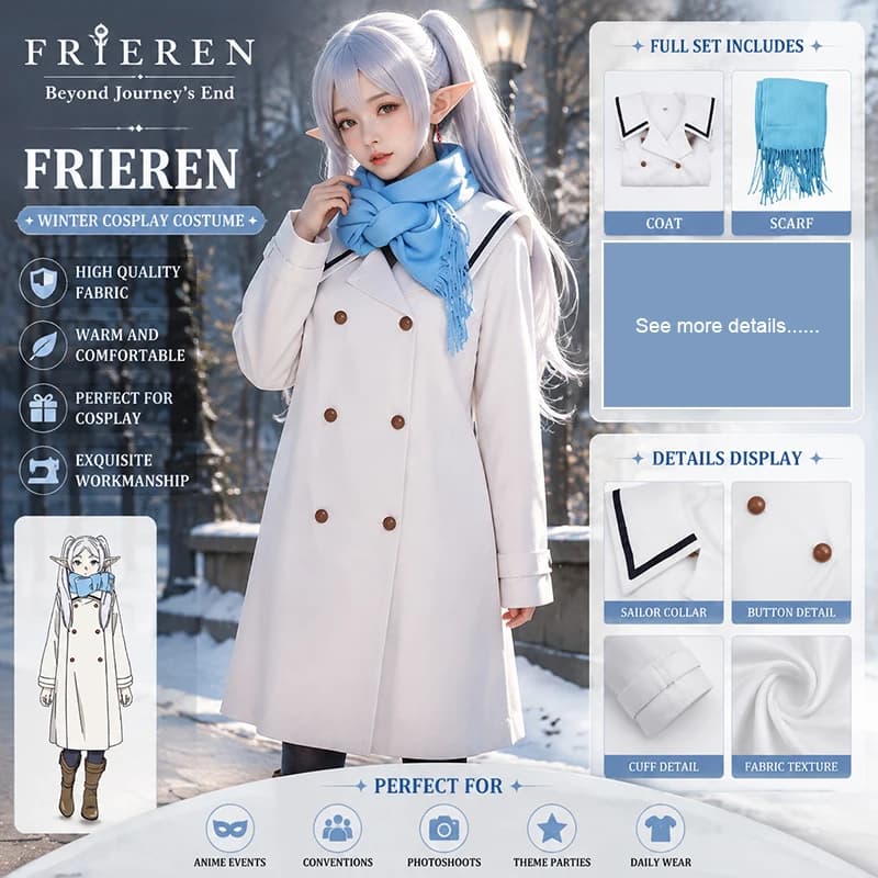 Anime Frieren: Beyond Journey's End Cosplay Frieren Cosplay Costume Coat scarf Outfit Women Halloween Carnival Party Clothes