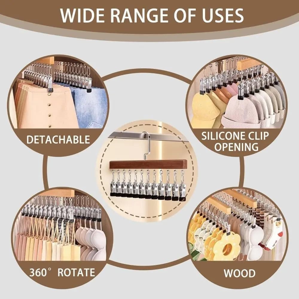 New Armour Organizer with 10 Clips, 360° Space Saving, Improved Version Multifunctional Swivel Clothes rack for Leggings