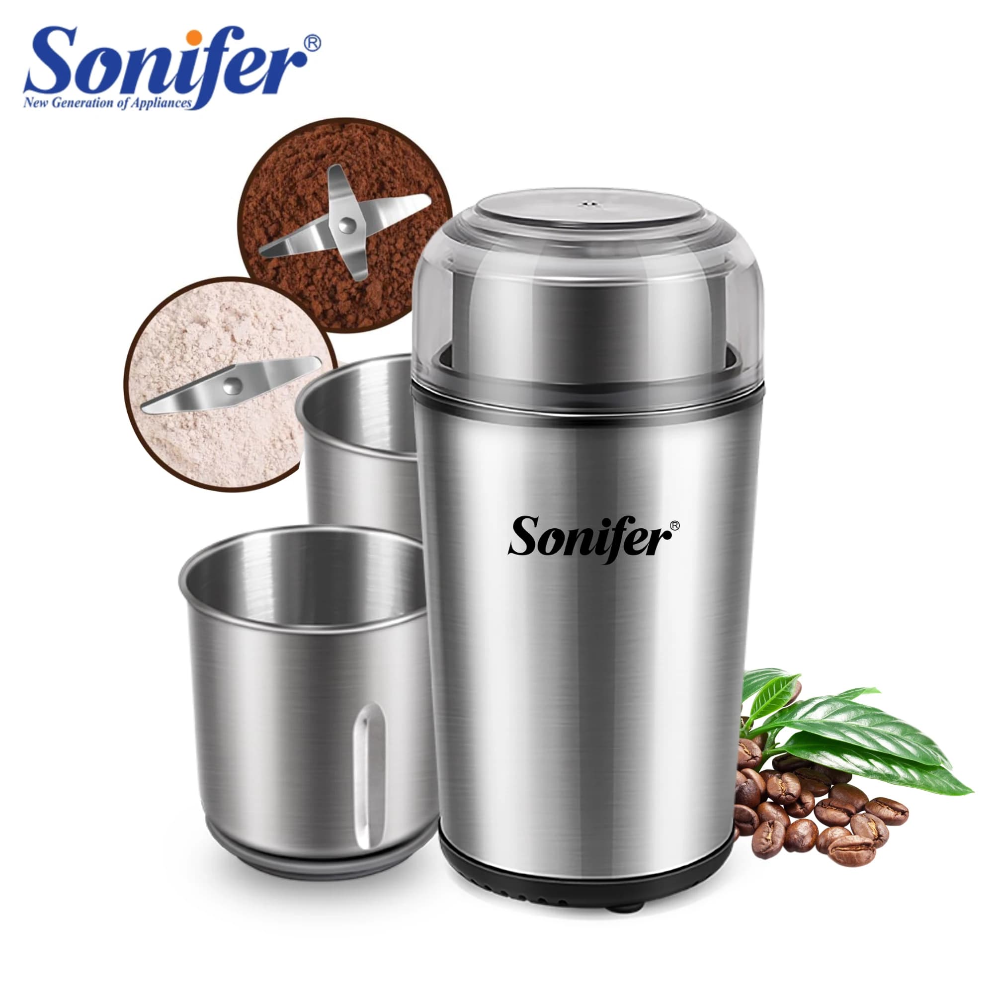 Macinacaffè elettrico staccabile Dry & Wet 2 In 1 erba noci erbe grani pepe spezie mulino per farina chicchi di caffè Grinde Sonifer