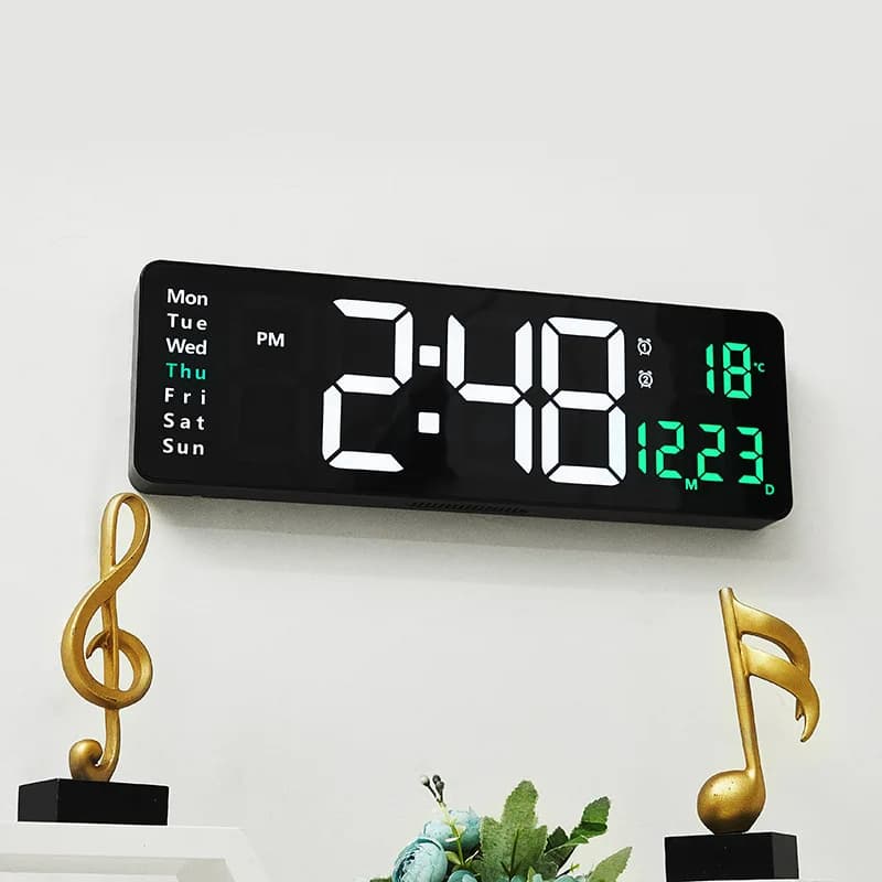 16 Inch LED Large Digital Wall Clock Remote Control Temperature Date Display Wall-mounted Alarms Clocks Living Room Desktop