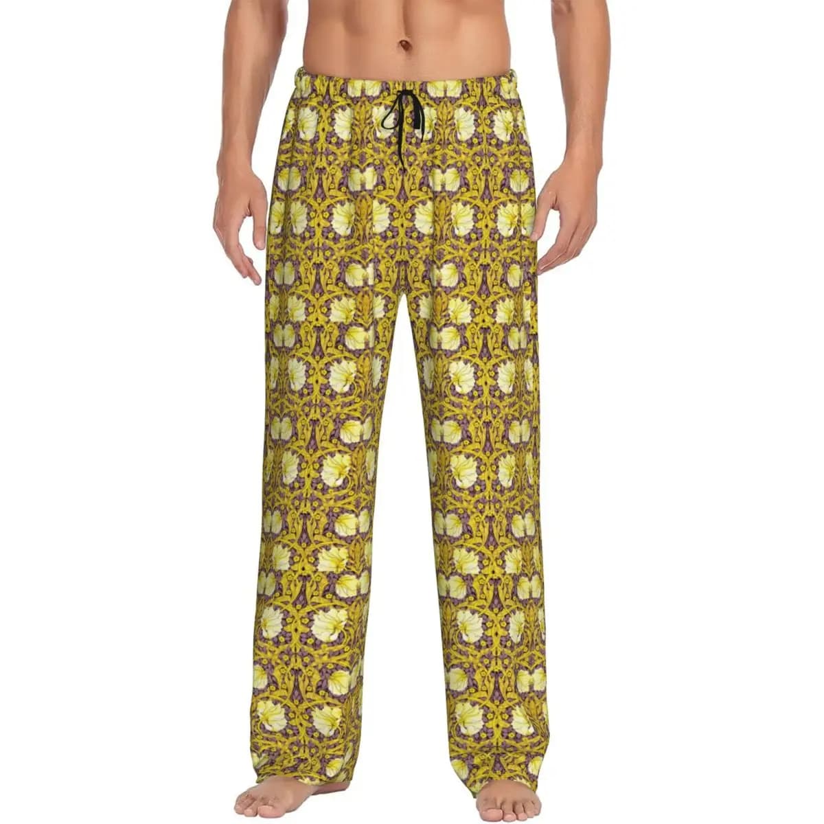 Pantaloni da pigiama William Morris stampati personalizzati Pantaloni da notte da uomo con tasche