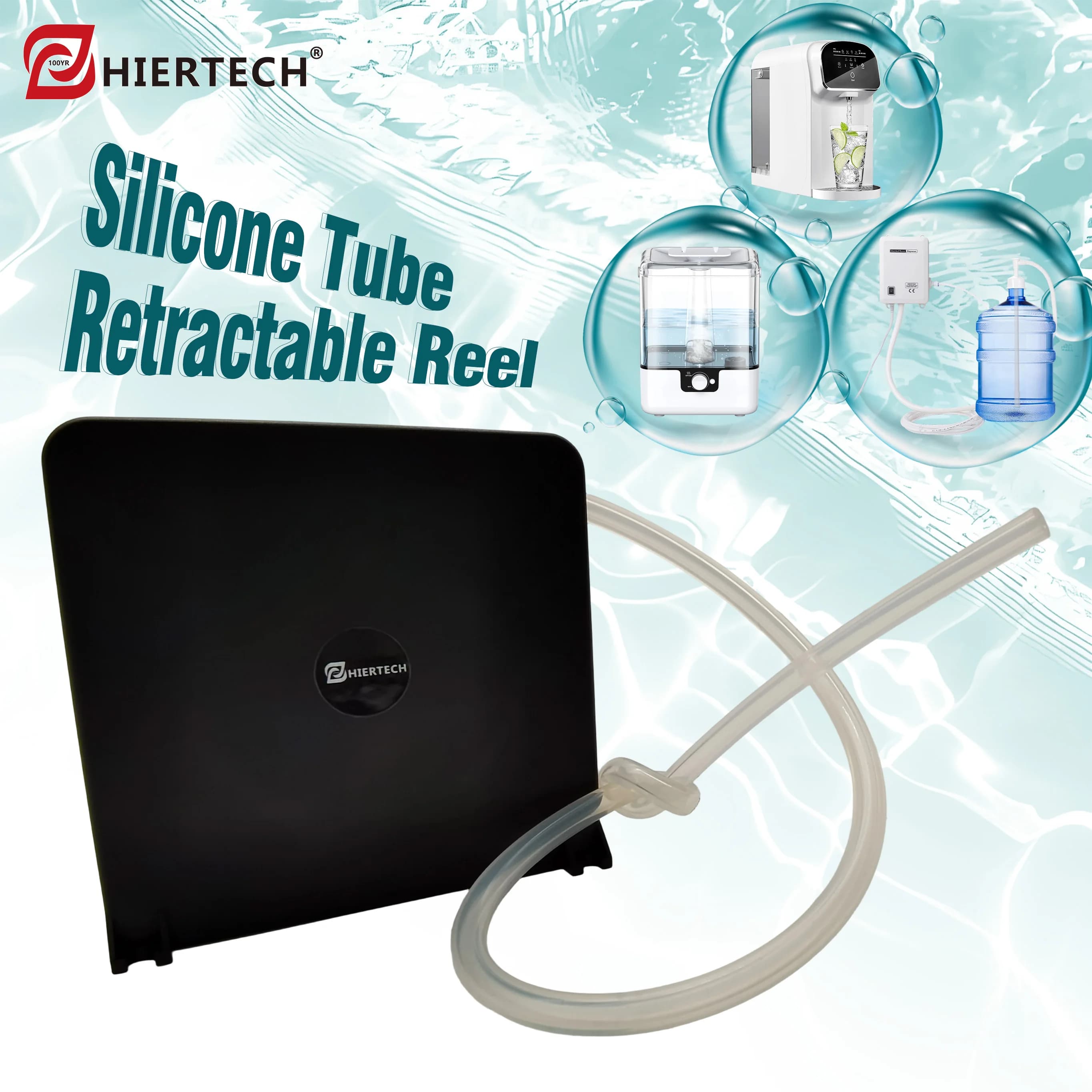 HIERTECH Tubo in silicone Bobina retrattile automatica adatta per pompe dell'acqua Umidificatore Condizionatore d'aria Attrezzature da laboratorio Uso domestico e in ufficio