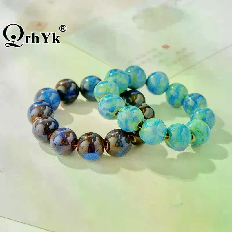 Bracciale da donna fatto a mano con perle in ceramica di porcellana, stile vintage, accessorio chic per eventi o celebrazioni