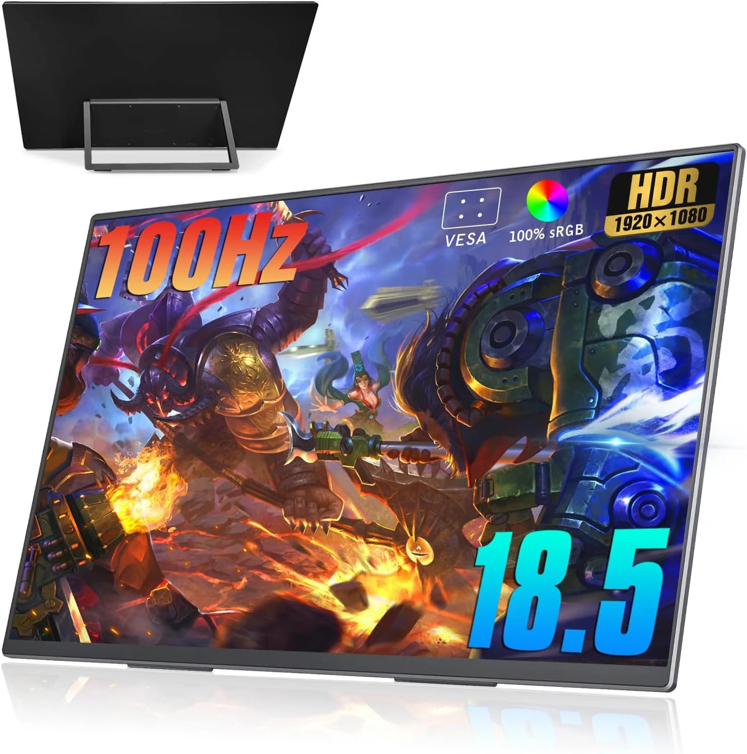 18.5inch Portable Monitor 100Hz IPS 100%RGB Extended Display Laptop Second Screen With VESA Hole&Stand for Phone Gaming Laptop