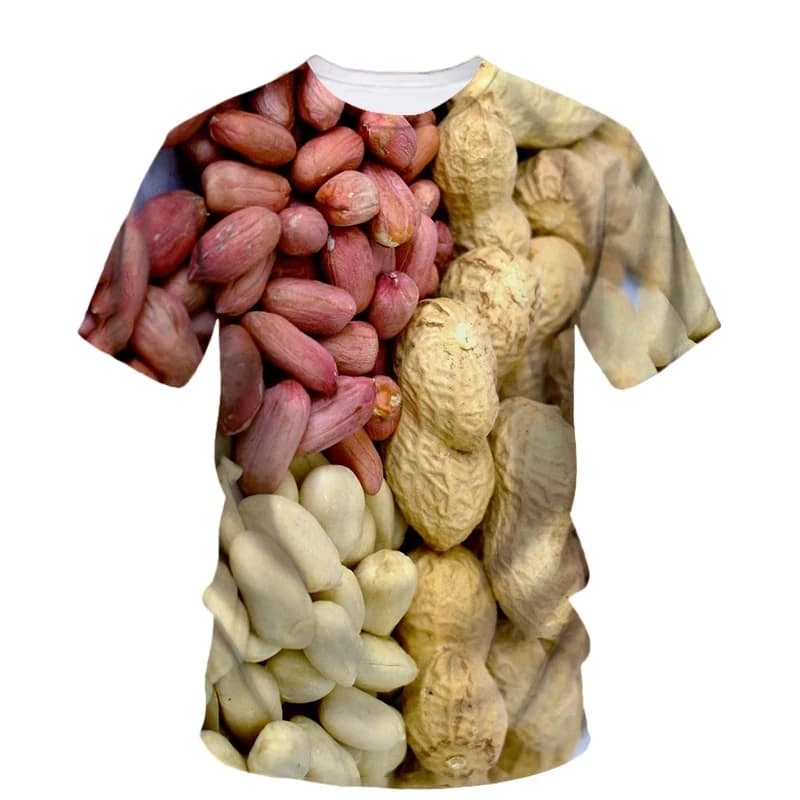 Hip Hop moda frutta secca Snack stampa t-shirt estate uomo personalizzato alternativa tendenza Casual allentato girocollo confortevole