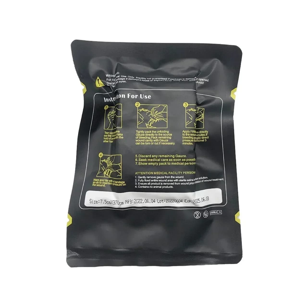 Tattico Caolino Emostatico Garza Compressed Emergenza Esterna Vincolante Fasciatura Fissa Kit Primo Soccorso Sanguinamento Trauma Medicazione della Ferita
