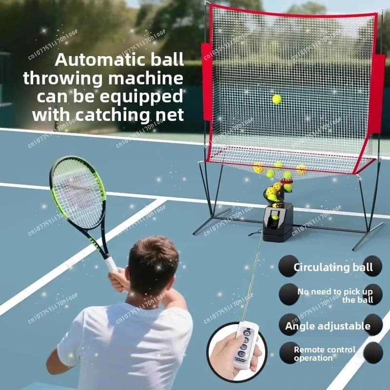 Macchina da lancio universale per palline da tennis, telecomando, alimentatore per palline, giocatore singolo con rete di cattura
