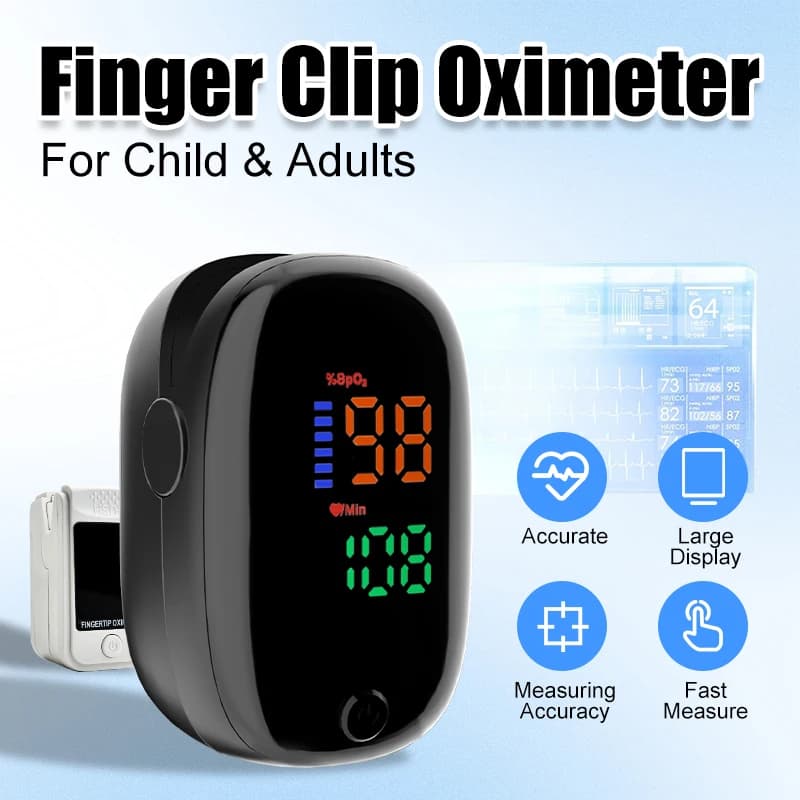 AiQUE 4 colors portable pulse oxymeter from finger monitor oxygen saturation in blood LED display finger oxymeter test SPO2