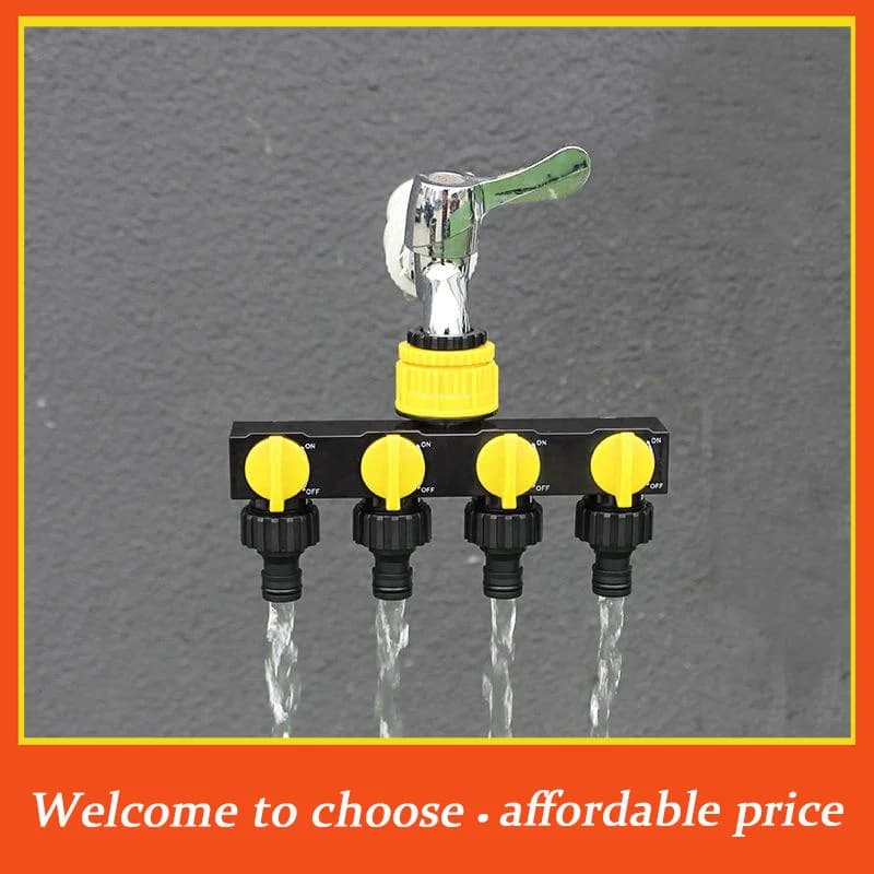 **Garden Hose Pipe Splitter 4-Way Faucet Diverter Tap Hose Connector Splitter Four Independent Switches For Home Lawn Irrigation